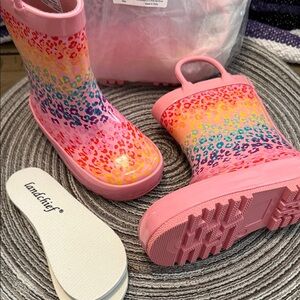 2/$20 Landchief Kids Rainbow Leopard Rain Boots new size 5